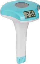 TFA Dostmann Digitale zwembadthermometer, 30.2033.20, werkt op zonne-energie, drijvend met bevestigingslijn, watertemperatuur meten, wit-turquoise