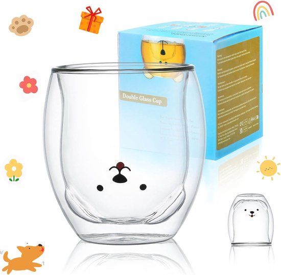 Baroni Home Set van 6 glazen van borosilicaatglas, 32 cl, transparante glazen in verschillende kleuren, vaatwasmachinebestendig, 8 x 8 x 8,5 cm, bloemen