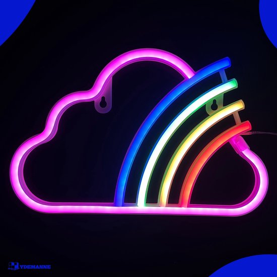 Neon Lamp - Wolk Roze Regenboog - USB of Batterijen - Neon Verlichting - Neon Led Lamp - Neon Wandlamp