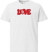 Groovy Love - Unisex - 100% Biologisch Katoen - Kleur Wit - Maat S | Bitcoin cadeau| Crypto cadeau| Bitcoin T-shirt| Crypto T-shirt| Crypto Shirt| Bitcoin Shirt| Bitcoin Merch| Crypto Merch| Bitcoin Kleding