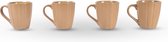 Set van 4 Aardewerk Koffie Kopjes - 200ml - Beige - Met Keramisch Patroon - Diameter Top: 7.5cm - Diameter Bottom: 5.5cm - Hoogte: 9cm - Kopjes & Mokken Perfect voor Geschenken