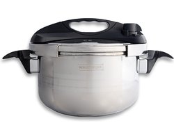 Royalty Line® RL24PS4LM Snelkookpan Inductie - 4 Liter / Ø 24cm - Pan Voor Alle Warmtebronnen - Pressure Cooker Met Antiaanbaklaag - Instant koken - Eenhandig Mechanisme - RVS