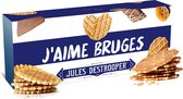 Jules Destrooper Natuurboterwafels & Parijse Wafels met opschrift "I love Bruges / j’aime Bruges" - Belgische koekjes - 100g x 2