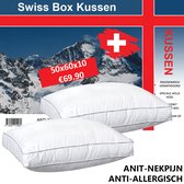 Swiss Box - Oreiller - 50 x 60 x 10 cm - Blanc - 2 pièces