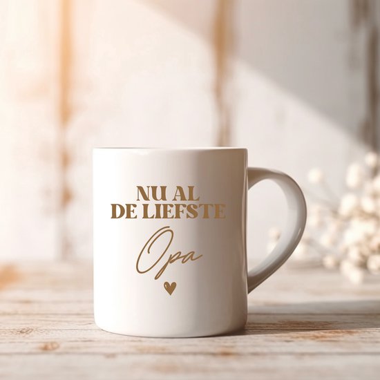 Mok Opa - Nu al de liefste Opa - Leuke beker met oor om jullie zwangerschap aan te kondigen