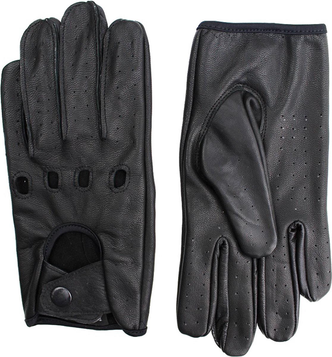 Zwart Leren Handschoenen - Autohandschoenen- 100% Lamsleder - Exclusieve Autohandschoenen - Race Handschoenen - Maat XS