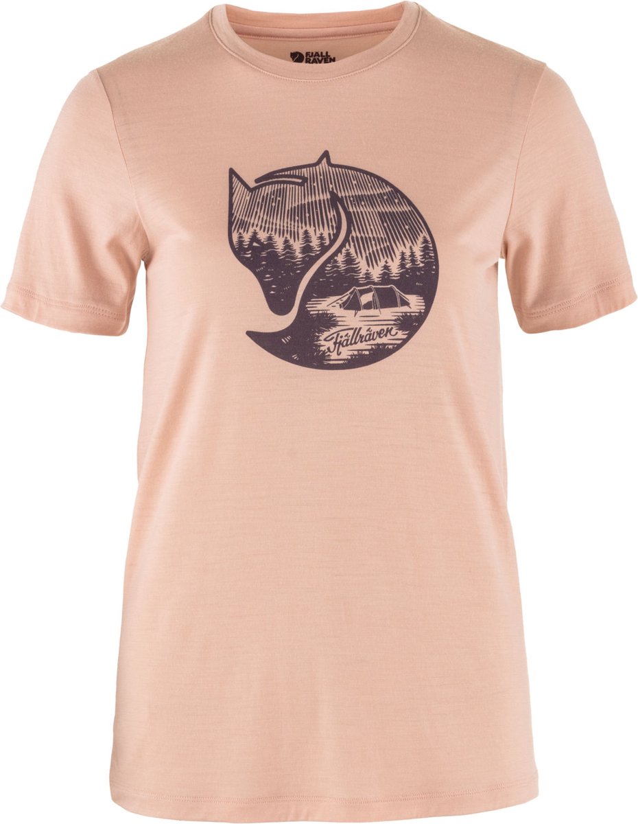 Fjällräven Abisko Wool Fox SS W Chalk rose-port Outdoor Kleding Fleeces en Truien T-Shirt Roze