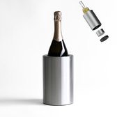 Coolenator Wijnkoeler – Champagnekoeler – Flessenkoeler met Uniek Uitneembaar Vrieselement – Zilver