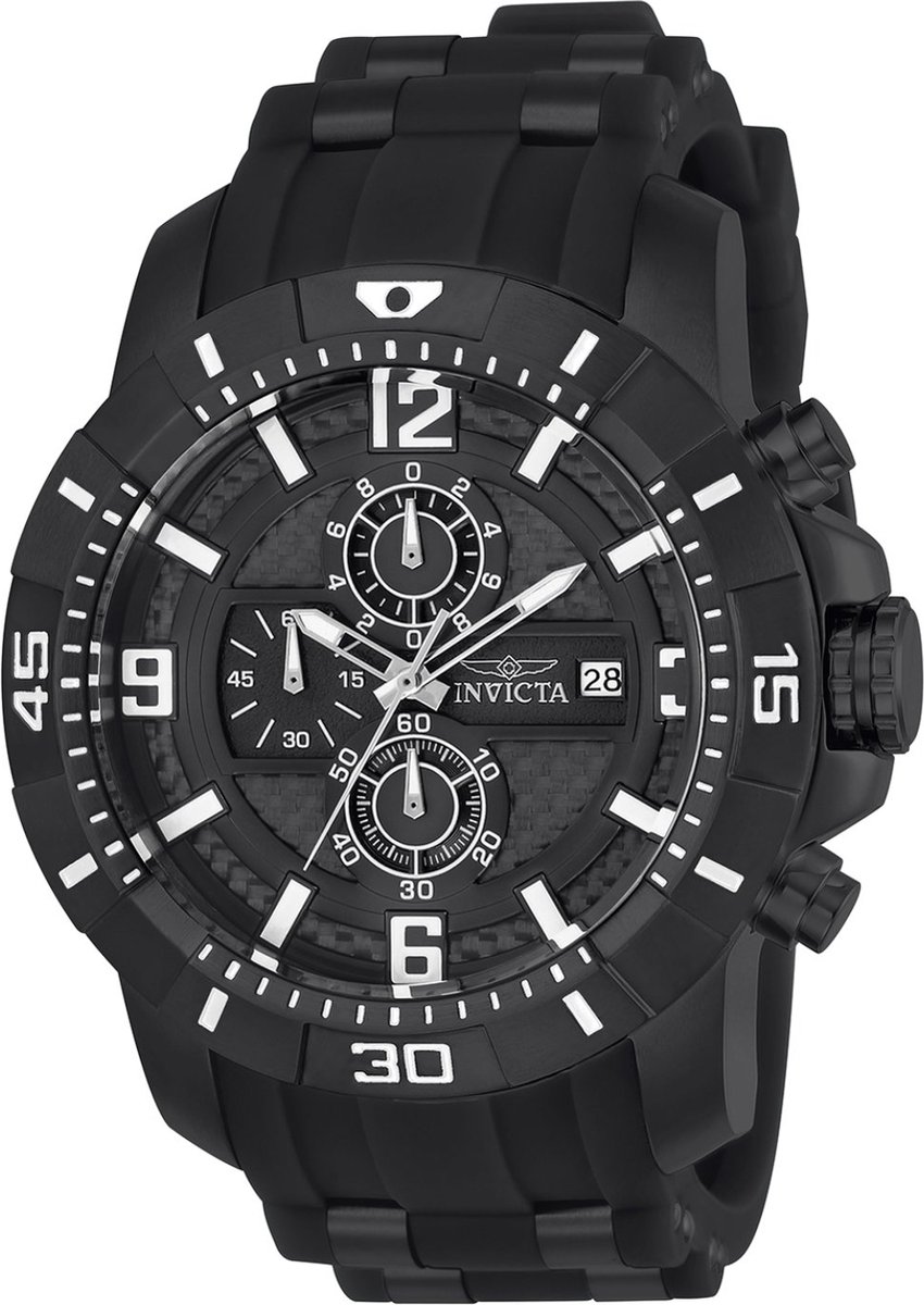 Invicta Pro Diver - SCUBA 24967 Heren Horloge - Waterdicht - Analoog - Quartz Uurwerk - Roestvrij Staal met zwarte Wijzerplaat - 50mm