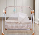 De Fleur - Baby Wieg Electrisch - Baby bed incl. Bluetooth + 5 snelheden + 12 ingebouwde liedjes - Opvouwbaar - Extra veilig: Veiligheidsgordel + anti-rollover Bevestigingsriem - Premiem Materiaal