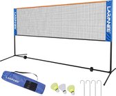 Badmintonnet, volleybalnet, 3 m, 4 m, 5 m tennisnet, in hoogte verstelbaar, set bestaande uit net, 3 x shuttles, stevig ijzeren frame en transporttas voor binnen en buiten