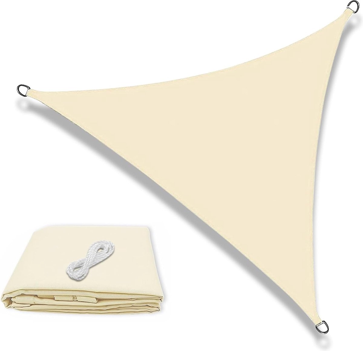 SMH LINE® Schaduwdoek driehoek - 415x415x415cm- waterdicht - Zonwering buiten - Crème