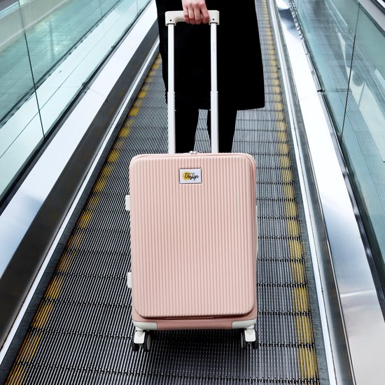 Biggdesign Moods Up koffer van 20 inch met voorvak, bekerhouder en USB-poort, roze