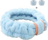 Ensemble de serviettes en microfibre 3 pièces - bandes de lavage - serviette de séchage des cheveux - foulard - bandeau femme - serviette de poignet - super absorbant - bleu doux