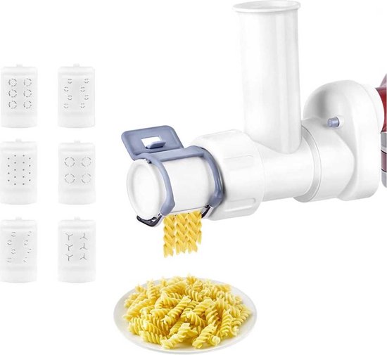 7-Delige Pasta Opzetstuk Set voor KitchenAid - Roestvrijstaal, Vaatwasmachinebestendig - Inclusief Roller & 6 Pasta Vormen - Eenvoudige Installatie & Gebruik - Perfect voor Elke Pasta Liefhebber