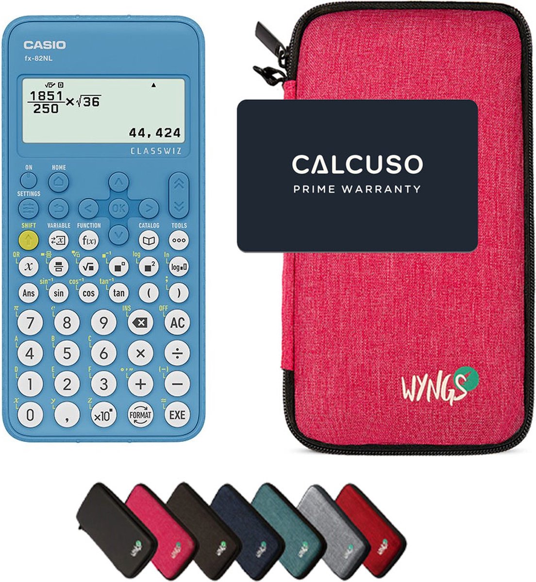 Calculatrice Scientifique Casio Fx-82NL Avec étui WYNGS - Autorisée Aux Examens Néerlandais, écran Haute Résolution, QR Code