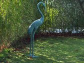 Tuinbeeld - brons - Kraanvogel kop omlaag - Bronzen beeld - 44 cm hoog - bronzartes