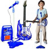 Blauwe Elektrisch Gitaar Microfoon en Versterker - met Licht en Geluid - MP3 aansluiting - Muzikaal Speelgoed - Speelgoed Set - Speelgoedinstrument - Speel set - Speelgoed instrument - Muziek set