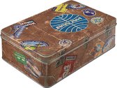 Art Retro voorraaddoos plat, 2,5 l, Pan Am – reisstickers – cadeau-idee voor reizigers, blik met deksel, vintage design