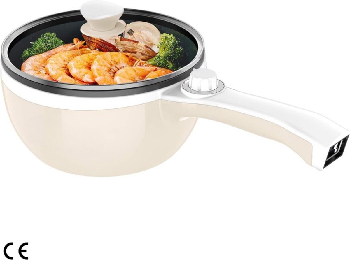 Elektrische pannen met dempers, 2-in-1 elektrische hot pot-pan, snelle pastamachel, multifunctionele pannen voor soep, ramen, pasta, draagbare reiskoker, anti-aanbaklaag, elektrische braadpan (B