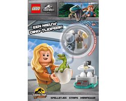 foto van LEGO Jurassic World dinosaurus doeboek + LEGO minifiguur Dr. Ellie & Dino broedmachine - Voor kinderen vanaf 6 jaar - Boordevol spelletjes, puzzels en strips - Cadeau speelgoed jongen 7 jaar / 8 jaar / 9 jaar / 10 jaar