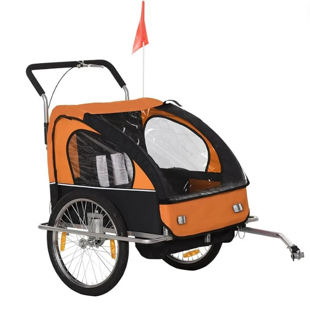 Fietskar Voor 2 Kinderen - Kinderfietskar Regenwerend Met Comfortabel Veersysteem - Fietskar Bagage Met 22 kg Draagkracht