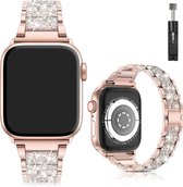 Bling Liserés compatibles avec Apple Watch Band 38 mm, 40 mm, 41 mm – Or rose – Pour séries 9/8/7/6/5/4/3/2/1/SE/SE2/ Ultra 2/1, bracelet de rechange en Diamant pour iWatch Band Radiant Bijoux Bracelet réglable en métal