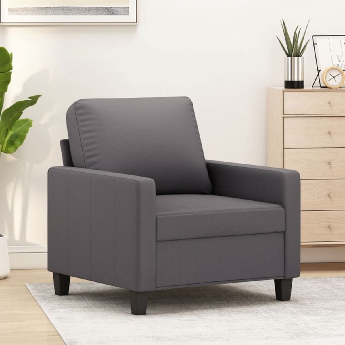 vidaXL - Fauteuil - 60 - cm - kunstleer - grijs