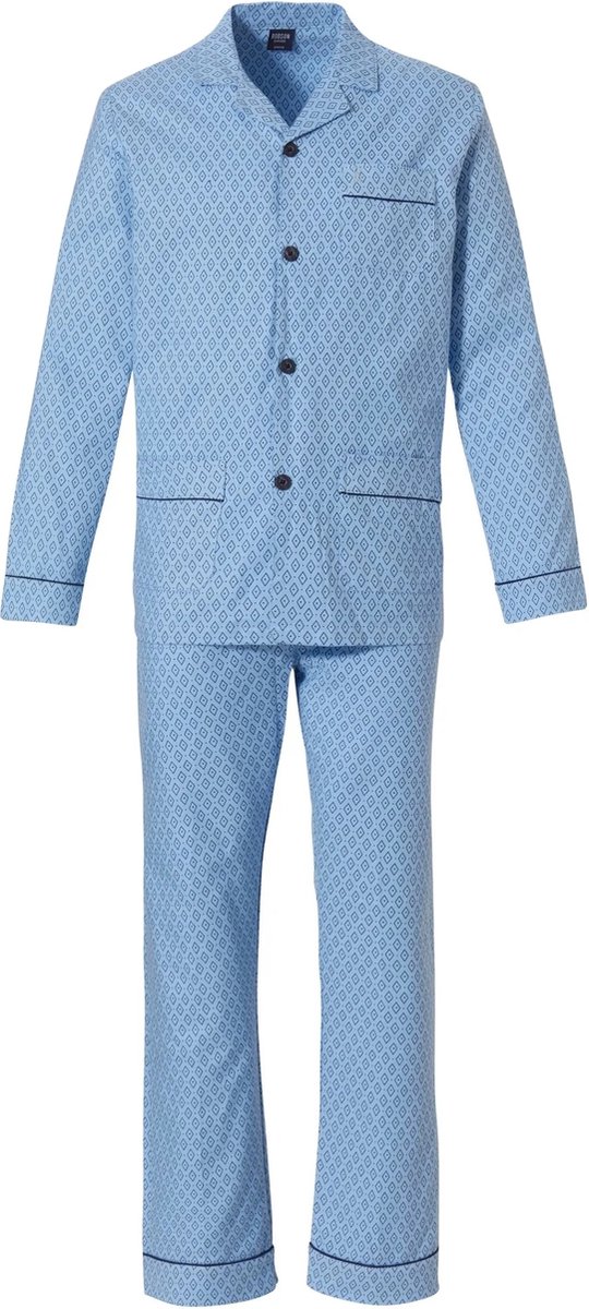 Robson Heren pyjama flanel knoopsluiting - 503 - 56 - Blauw