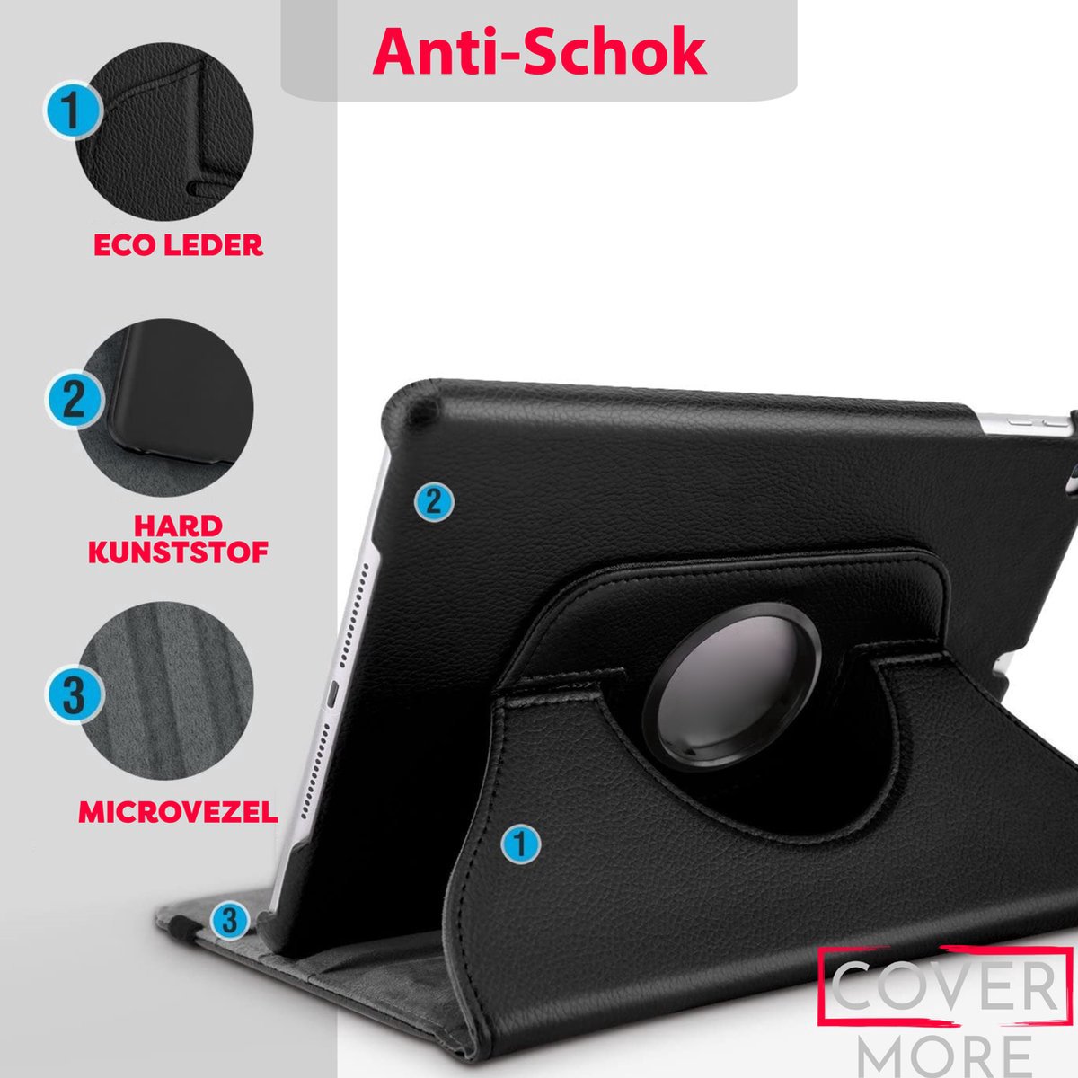 Draaibare Bookcase - Geschikt voor oude iPad Hoes 2e, 3e, 4e Generatie - 9.7 inch (2011,2012) Donker Blauw