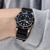 B&S Nylon Horlogeband Luxury - Deluxe Nato Diep Zwart - 20mm