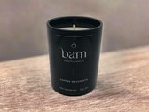 BAM Coffee Macchiato geurkaars met katoenen wiek in een zwart potje - 25 branduren (65g) - cadeautip - geschenk - vegan