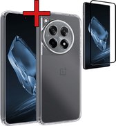 Hoesje Geschikt voor OnePlus 12R Hoesje Siliconen Case Hoes Met Screenprotector - Hoes Geschikt voor OnePlus 12R Hoes Cover Case - Transparant