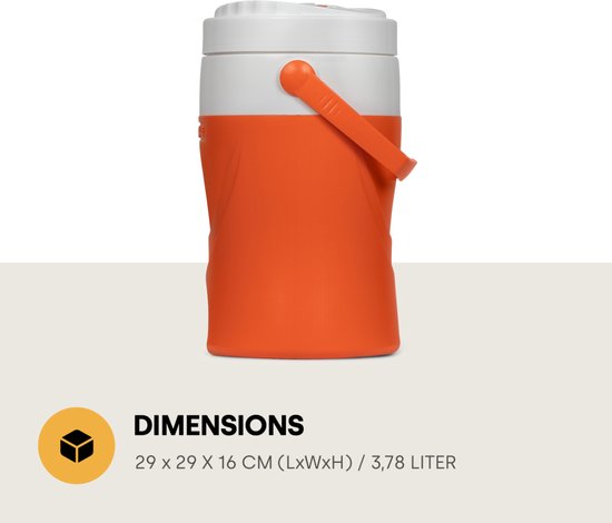 Pinnacle Platino 1 Gallon - Geïsoleerde Drankdispenser / Drankkoeler - 3,78 Liter - Oranje van Pinnacle. — afbeelding 4