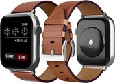 Podec Smartwatch RVS Strap Bruin Leer - Geschikt voor Apple Watch - Bandje Geschikt voor iWatch 42 / 44 / 45 / 49 mm - Geschikt voor Series 1/2/3/4/5/6/7/SE