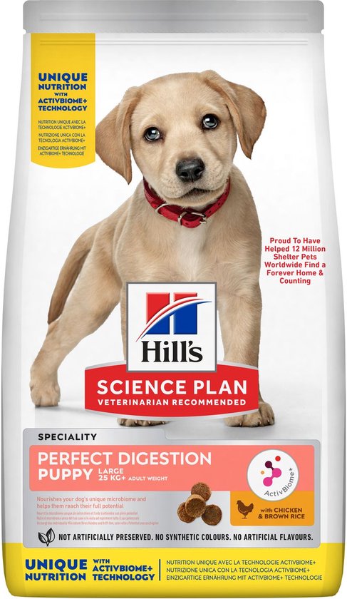 Hill's Perfect Digestion Large Breed Puppyvoer met Kip & bruine Rijst 12 kg