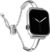 Luxe Stevige Horloge Band Geschikt Voor Apple Horloge Serie 8 7 41 45Mm 6 Se 5 4 Vrouwen Diamant Stalen Armband Apple Smart Watch Ultra 42 44 45 49mm Strap Zilver