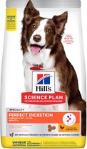 4x Hill's Science Plan Perfect Digestion Medium Adult 1+ Nourriture pour chiens au Kip et riz brun 2,5 kg