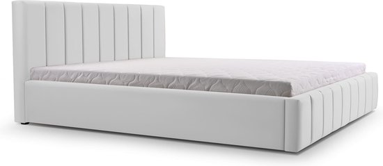 InspireME - Bed 01 - Gestoffeerd bed met Fluweel Beklede Tweepersoonsbed - 180x200 cm - Elegant en Comfortabel - Zilver (TRINITY 32)