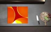 Inductieplaat Beschermer - Abstract - Achtegrond - Rondjes - Cirkels - Rood - Oranje - Geel - 60x51 cm - 2 mm Dik - Inductie Beschermer - Bescherming Inductiekookplaat - Kookplaat Beschermer van Zwart Vinyl