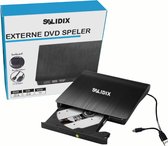 Solidix Externe DVD Speler - 3 in 1 pakket - Met Beschermhoes - Extra Kabel 1,5 Meter - Externe DVD Brander - CD/DVD speler - Voor Laptop en PC - Plug & Play