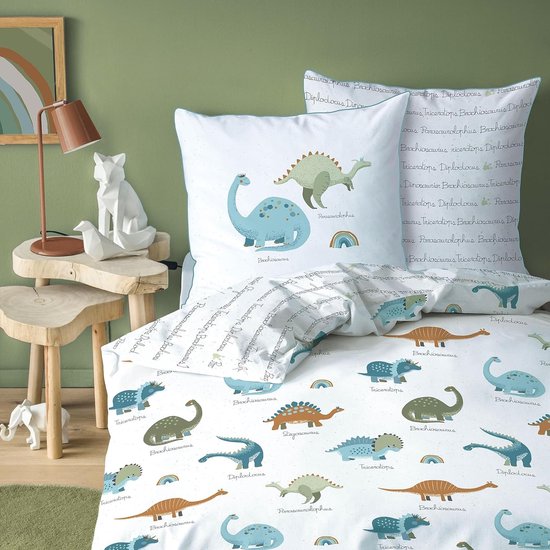 thumbnail: Kinderdekbed 135x200 Cm Dinosaurus - Vierseizoenen Dekbedset Voor Jongens Met 2 Kussenslopen 80x80 Cm, Zacht Microvezel