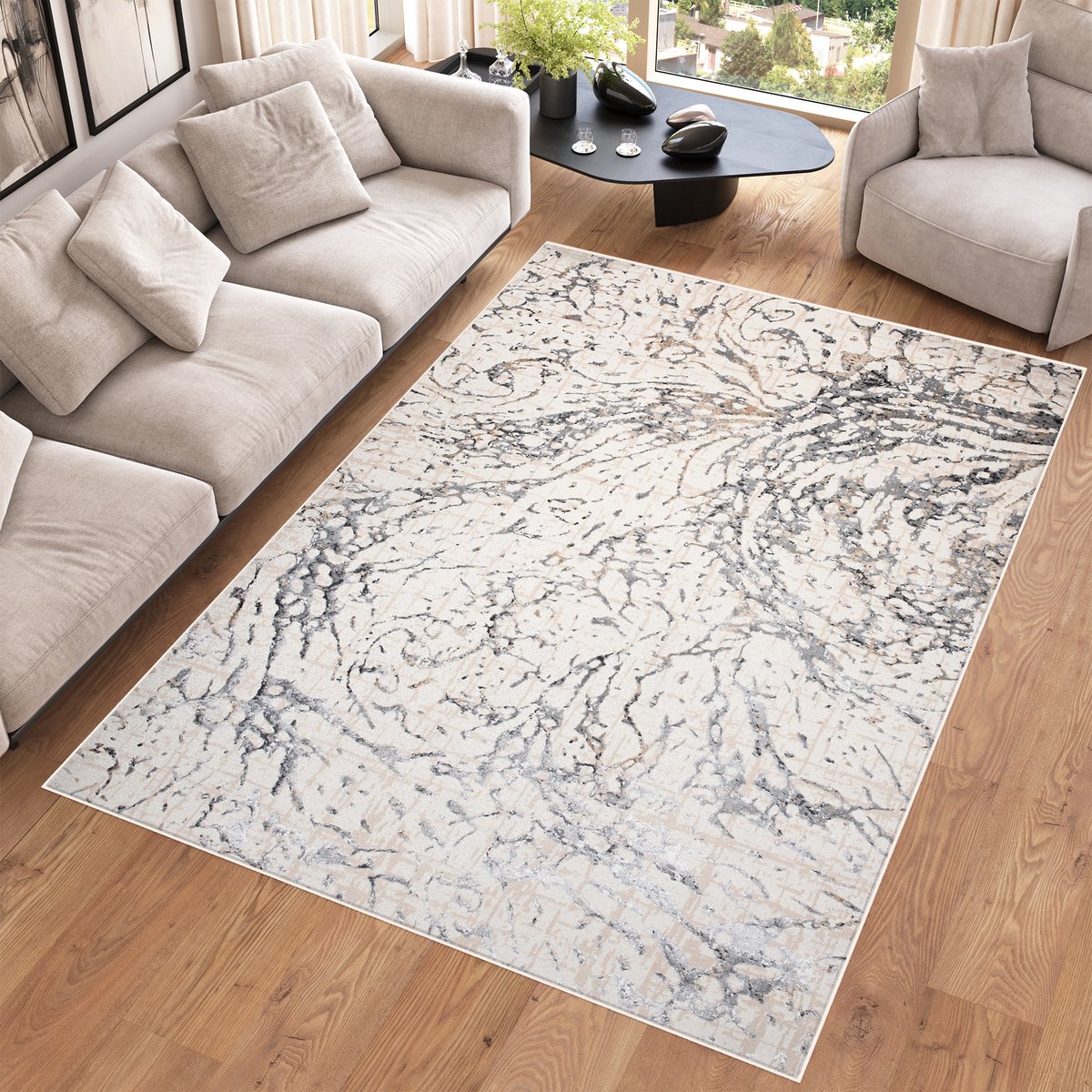 Tapiso Hera Vloerkleed Beige Woonkamer Modern Kleed Tapijt Maat- 120x170 Creme Beige