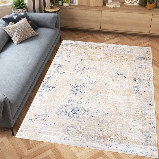 Tapiso Hera Vloerkleed Beige Woonkamer Bloemen Modern Tapijt Maat- 80x150