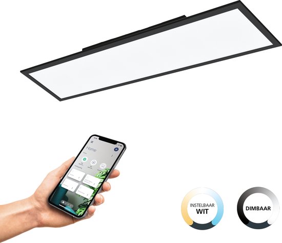 EGLO connect.z Salobrena-Z Smart Plafondlamp - 120 cm - Zwart/Wit - Instelbaar wit licht - Dimbaar - Zigbee