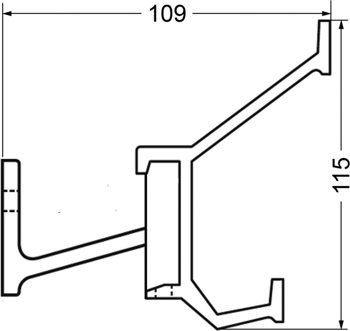 Wandgarderobe Alu.F1 ma silber 3 Hut-/Mantelhaken L.410mm