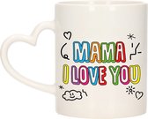 Bellatio Decorations Cadeau koffie/thee mok voor mama - multi - hartjes oor - keramiek - Moederdag