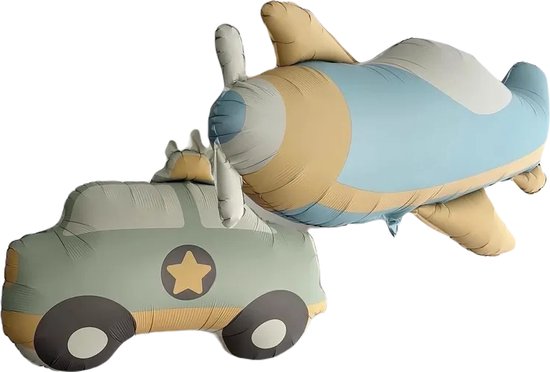 Ballon Auto & Vliegtuig - Folieballon - Kinderballon - Voertuigen - 56x50 cm & 78x42 cm