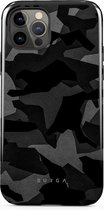 BURGA Telefoonhoesje voor iPhone 12 PRO - Schokbestendige Hardcase Hoesje - Night Black Camo