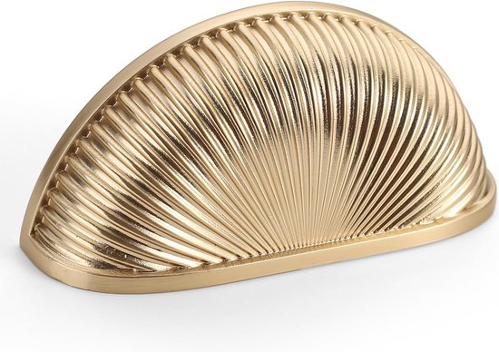 Amerdeco Gekartelde kastgrepen, gouden meubelgrepen, 128 mm gatafstand, deurgrepen voor keuken, ladegrepen, keukengrepen, vintage grepen voor keukenkastjes, ladekast, commode, 10 stuks